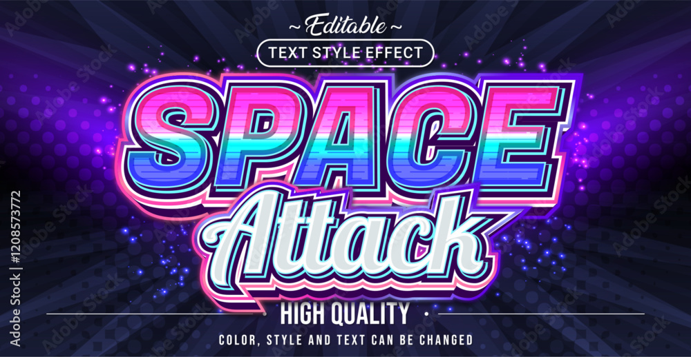 Poster Editable text style effect - Space Attack text style theme.