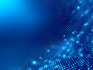 Blue digital wave with glowing dots, exuding a futuristic and serene ambiance.