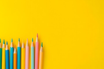 Colored Pencils on Yellow Background