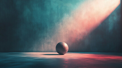 A solitary sphere of light casting a gradient shadow across a smooth surface evokes themes of order within chaos, minimalism, creativity, duality, and modern conceptual depth with a bright tone

