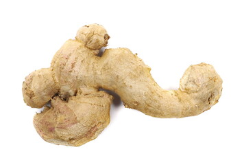 Ginger root isolated on white, top view