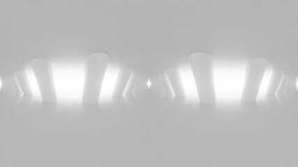 360 VR panorama looping video of a Minimalist White Hallway with Bright Light 3d render looping animation - Powered by Adobe