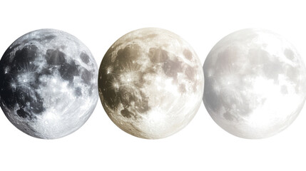 Obraz premium Varieties of Full Moons on a Transparent Background Generative AI
