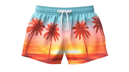 Sunset Palm Trees Beach Summer Vacation Swim Trunks Design