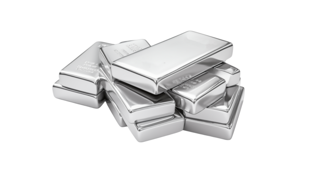 Stack of Shiny Silver Bullion Bars Precious Metal Wealth Concept