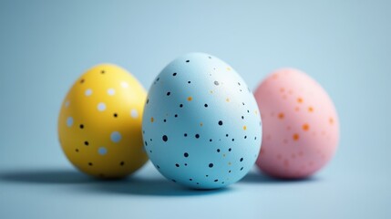 Fototapeta premium Colorful easter eggs arranged with copy space in soft pastel tones