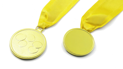 Gold Circle Medals Awards With Ribbon Banner for Events Generative AI