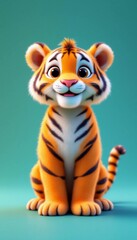 Adorable 3D Render of a Baby Tiger Cub