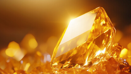 Golden Radiance: A Close-Up of a Yellow Crystal
