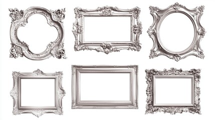 Ornate silver frames collection - vintage baroque decorative designs