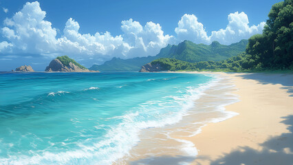 Tranquil Shores: A Sandy Beach with Turquoise Waters