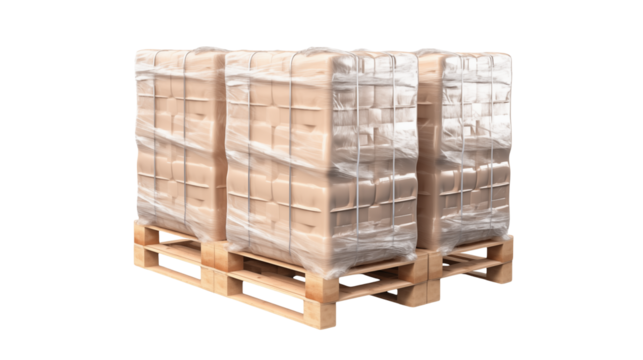 Shrink wrapped Cardboard Boxes on Pallets Ready for Shipping