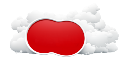 Red Cloud Shaped Badge Blank Template for Website or App Design