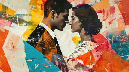 Fototapeta premium Abstract couple collage art concept