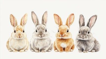 Charming watercolor bunnies perfect for nursery decor and spring themes