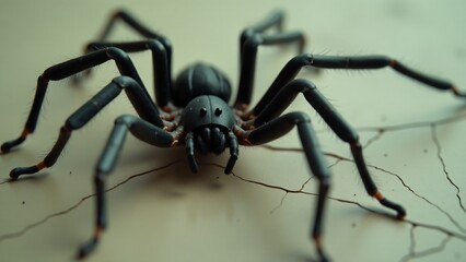 A close-up of a giant spider on a wall, inducing panic.