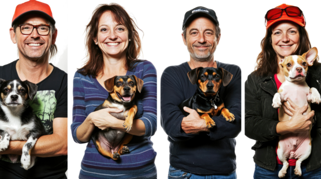 Happy Dog Owners Show Affection With Their Pets Generative AI