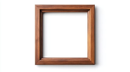Empty rectangular wooden frame on white background