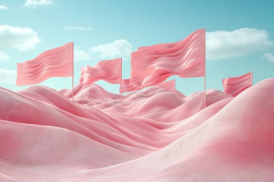 Minimalistic business milestone abstract flags mountaintops pastel tones with clean characters