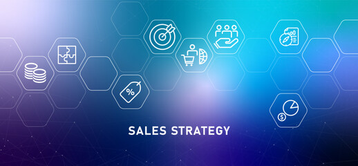 Sales strategy gradient header business work planning idea to target retail sales performance monitoring and management concept