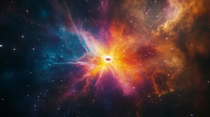 Fototapeta premium Cosmic Nebula Explosion, Vibrant Colors, Space Scene