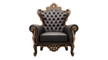 Luxury Black and Gold Royal Chair Baroque Style Throne Elegant Vintage Furniture