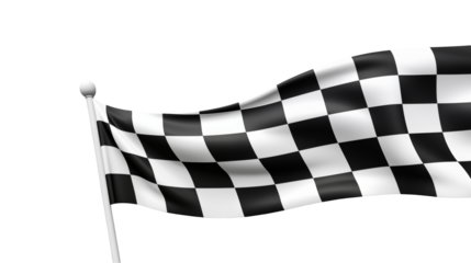 Dynamic checkered flag waving finish line race competition victory