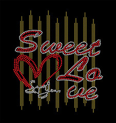 Rhinestone applique collar design for t-shirt or blouse hot-fix transfer. Abstract beautiful glitter applique rhinestone motif.	