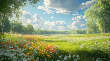 Obraz premium Rabbit in vibrant spring meadow for easter celebration and decoration