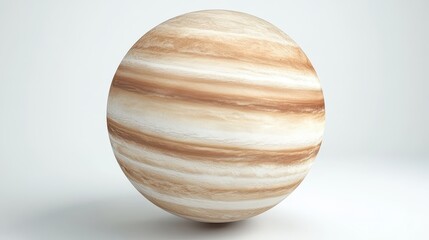 Realistic 3d planet with brownish cloud layers on white background