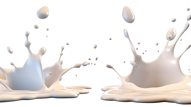 Dynamic Splashes of Milk on Transparent Background Generative AI