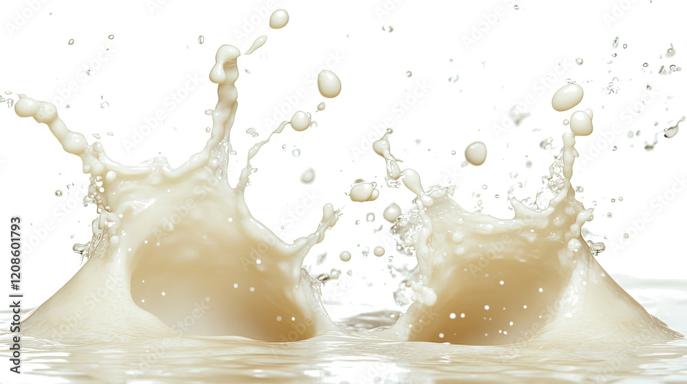 Poster dynamic abstract background of milk splashes generative ai