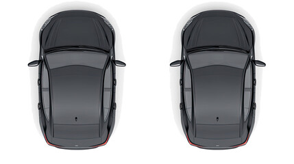 Fototapeta premium Black Sedans From Above on Transparent Background Generative AI