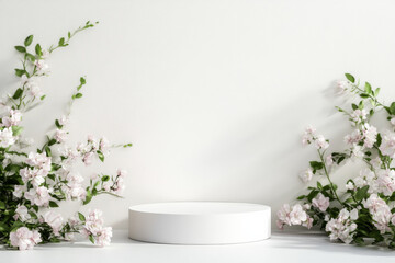 Flower arrangement featuring delicate pink roses against a simple white backdrop for product display