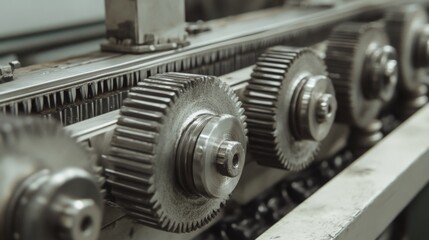 Fototapeta premium Close-up of industrial machine gears.