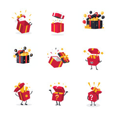 set of of gift box 9 icon vector