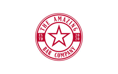 Retro vector stamp, circle logo template. Fast food restaurant, cafe, bar logotype