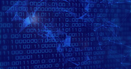 Image of binary coding and digital data processing over connections