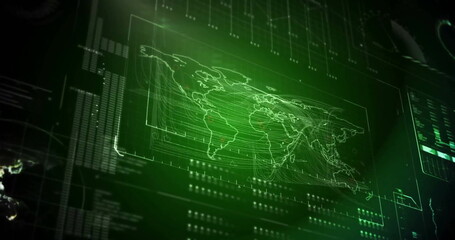Obraz premium Image of data processing over globes and world map