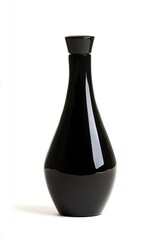 Elegant black ceramic bottle standing on a white background showcasing minimalist design and smooth surface