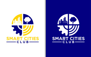 Smart city logo symbol or icon template