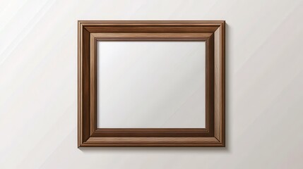 Wooden rectangular picture frame on light background