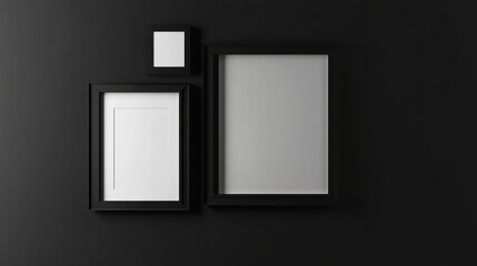 Minimalist black picture frame set on dark wall