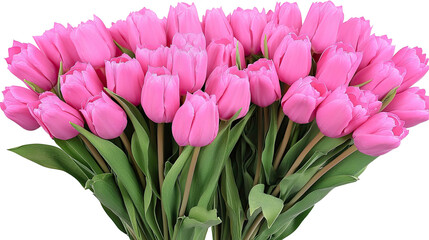 Obraz premium Bouquet of Pink Tulips Arranged on a Clear Background Generative AI