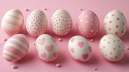 Delightful easter eggs with heart and dot patterns for festive decor