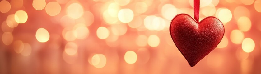 Obraz premium Sparkling Red Heart Valentine's Day Bokeh Background