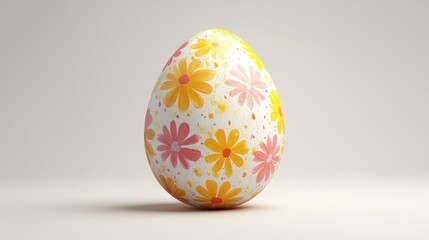 Vibrant floral painted easter egg isolated on white background for holiday decoration
