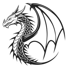 Fototapeta premium dragon outline, vector, transparent background