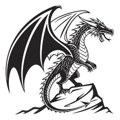 dragon outline, vector, transparent background