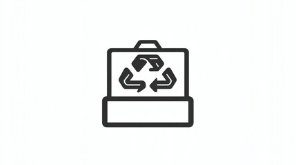 Recycle bin icon,  simple black line art on white.